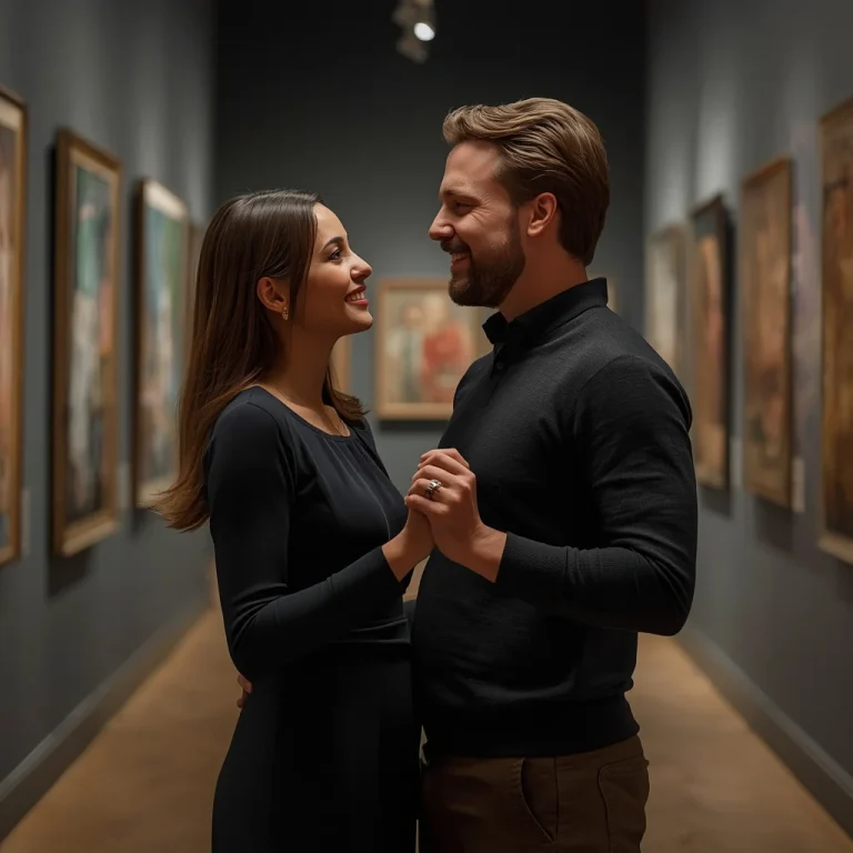 Art Gallery Glance | romantic couple ai prompt