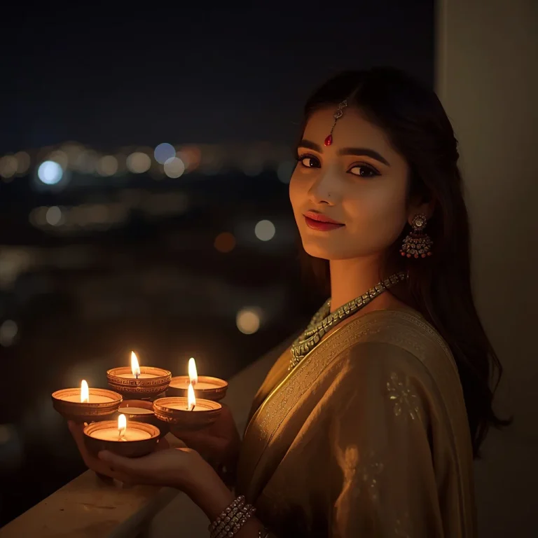 Balcony Diya Lights | diwali crackers ai prompt