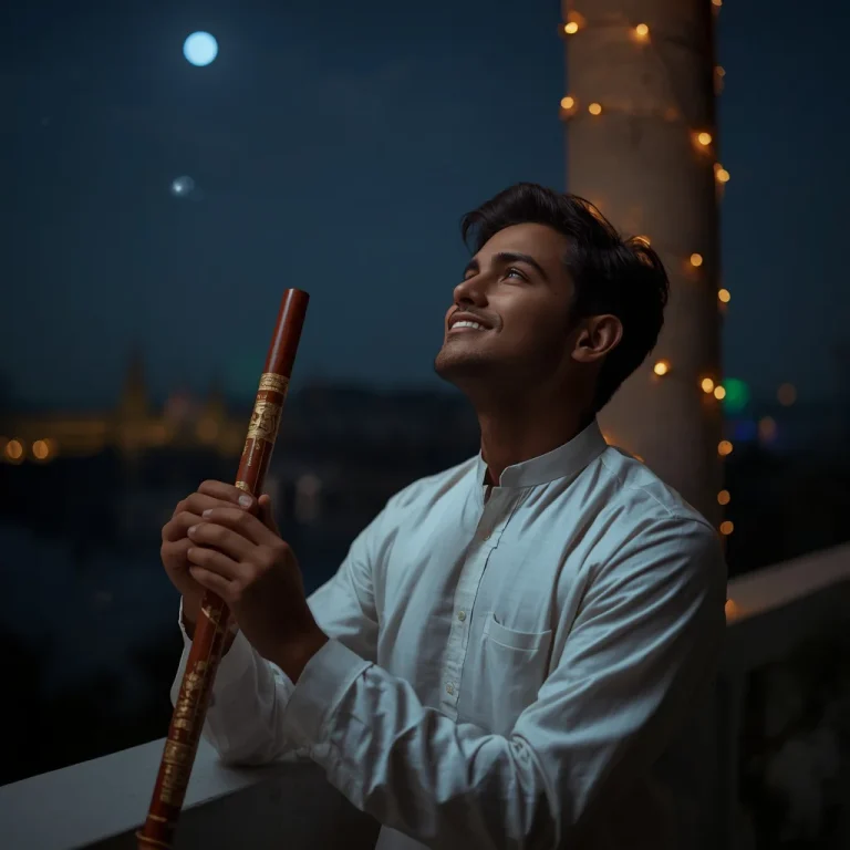 Bansuri Under Moonlight | janmashtami ai prompt
