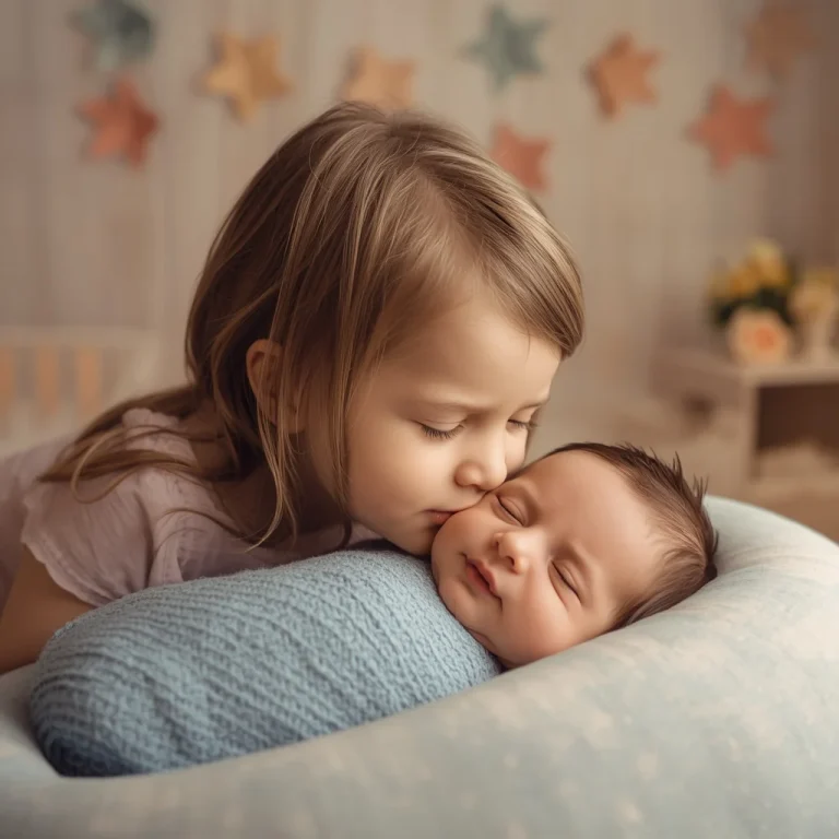 Big Sister's Gentle Kiss | new born baby prompt for gemini