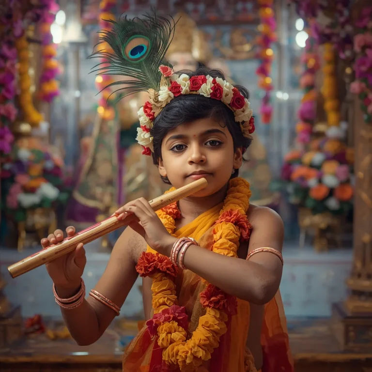 Boy Playing Flute as Krishna | kanha ai prompt