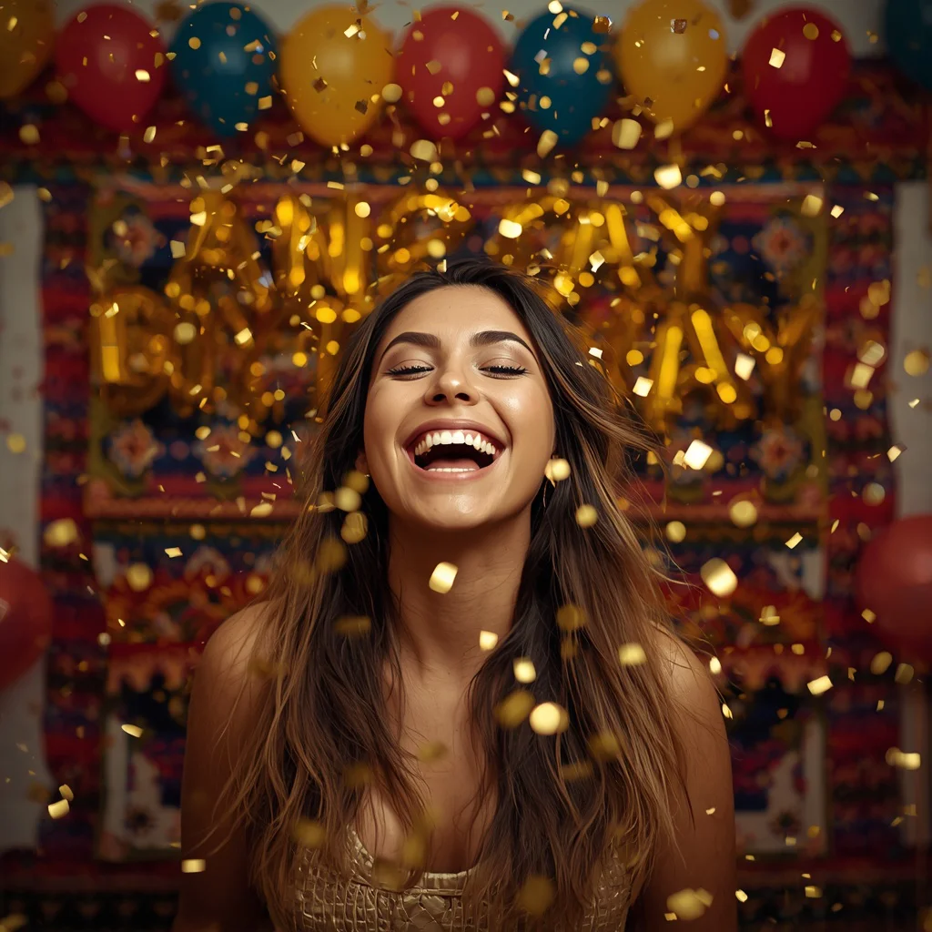 Caught in Golden Confetti | birthday celebration photo editing prompt
