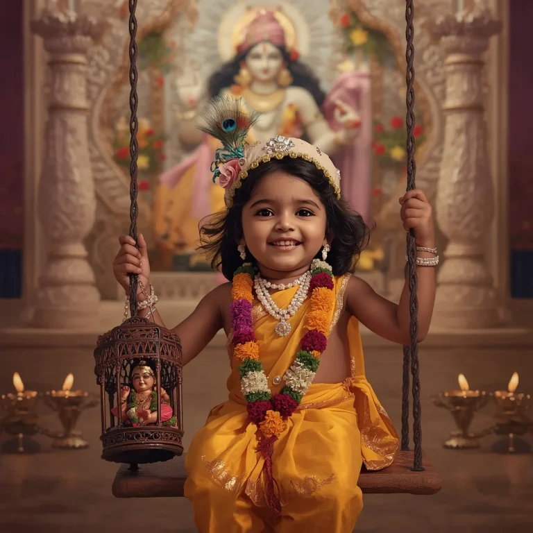 Child Krishna on Joyful Swing | krishna janmashtami prompt chatgpt