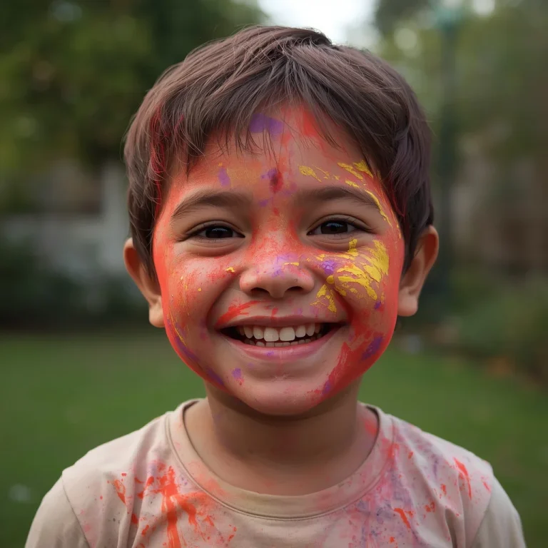 Child's Colorful Holi Smile | holi couple ai prompt