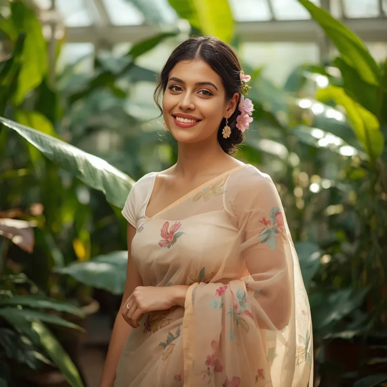 Conservatory Bloom Saree | instagram prompt for traditional look for girl