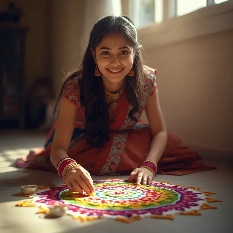 Crafting Colorful Rangoli | diwali crackers ai prompt