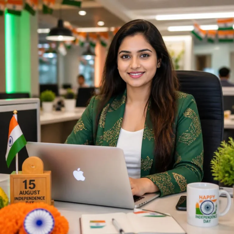 Creative Office Desk Celebration Of Independence Day | desh bhakti ai prompt