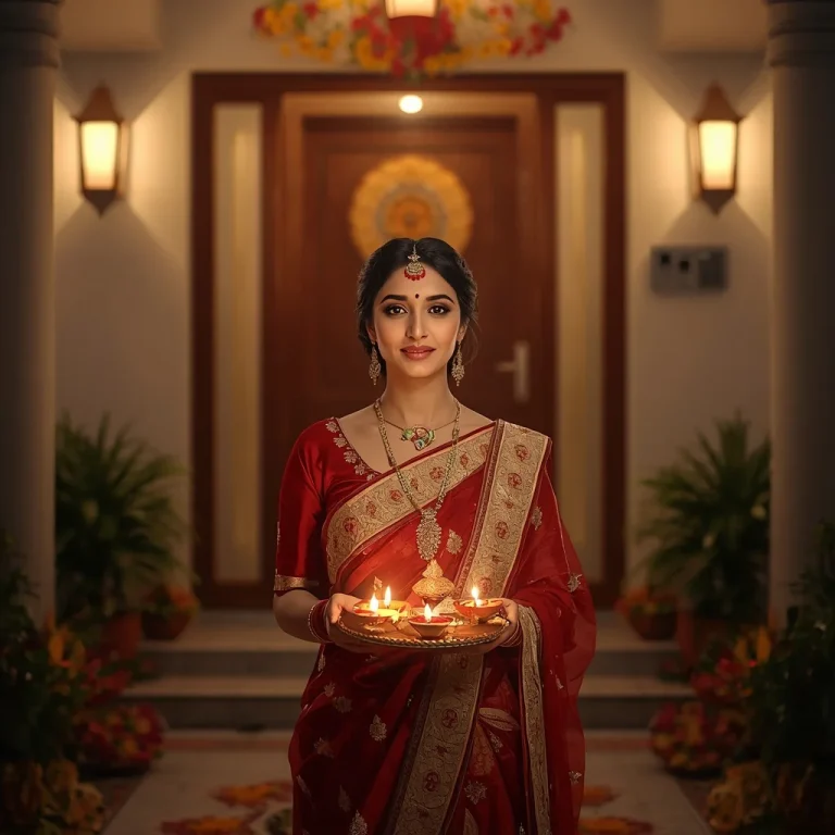 Diwali Welcome with Aarti | diwali celebration ai photo