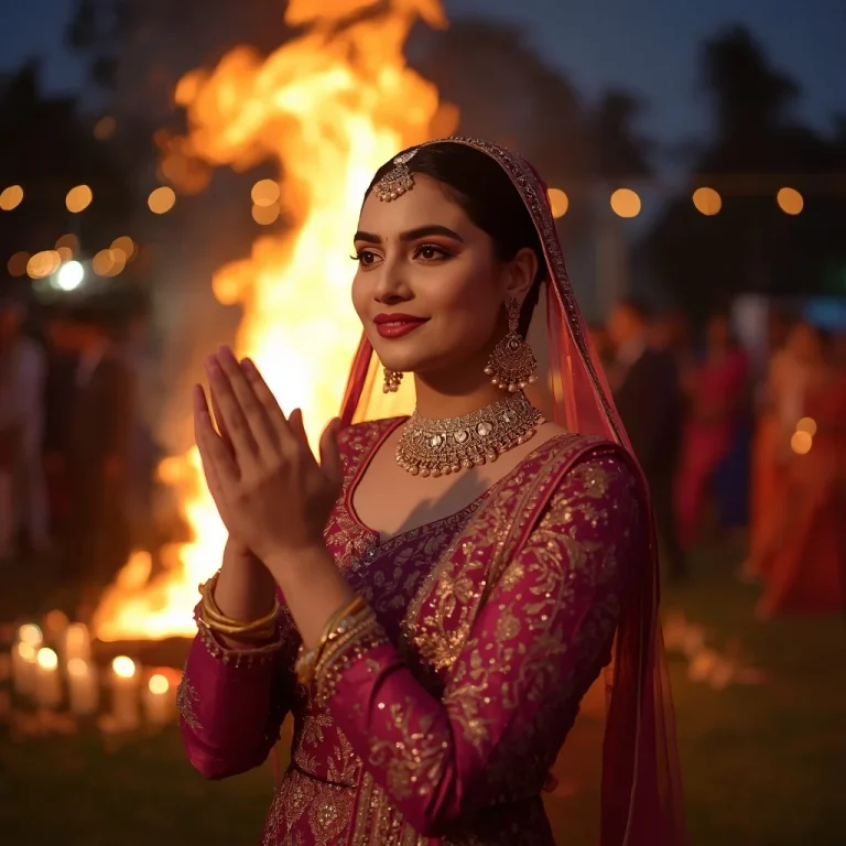 Elegant Gidda Lohri Celebration | lohri bonfire ai prompt