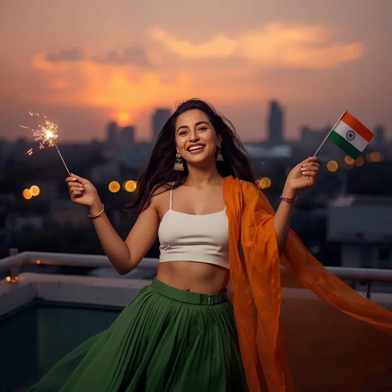 Excited Young Woman Celebrating Independence Day On Rooftop | independence day prompt chatgpt