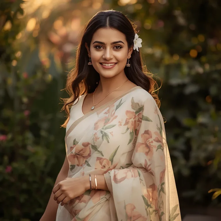 Garden Bloom Saree Look | Traditional saree prompt in english pdf