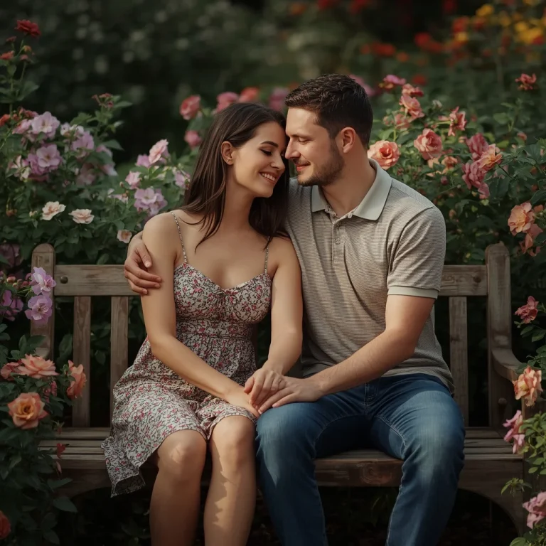 Garden Stroll Love | Prompt seen wedding couple AI photo editing