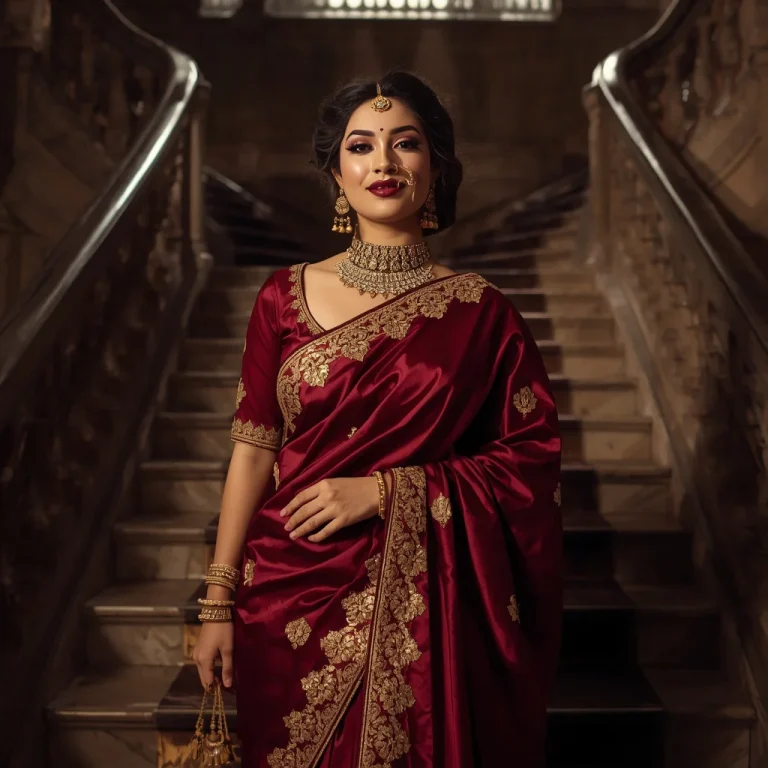 Grand Staircase Saree Drama | Gemini traditional saree Prompt