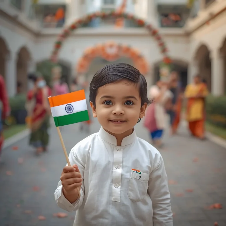 Happy little child holding national flag proudly | independence day prompt chatgpt