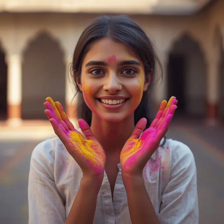Holi Gulal Joy Portrait | holi colors ai prompt
