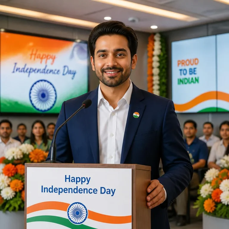 Indian Businessman Delivering Independence Day Speech At Office | trending 15 august prompt instagram