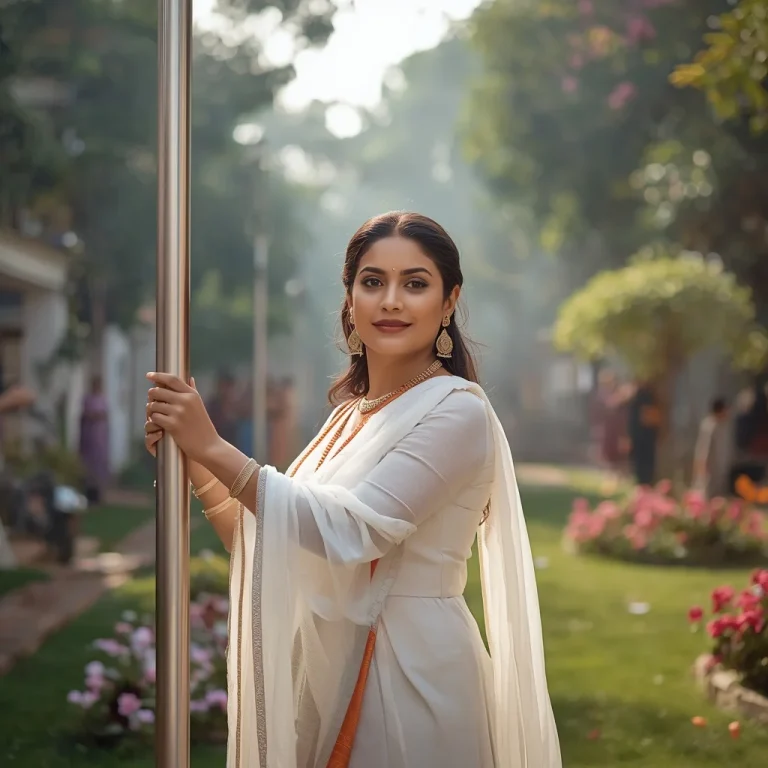Indian Woman Proudly Hoisting The National Flag | indian flag ai prompt