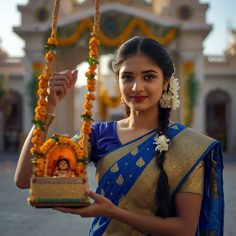 Joyful Cradle Swing | happy janmashtami ai photo