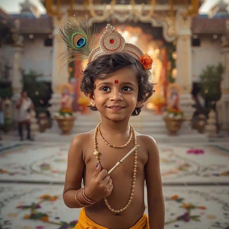 Little Krishna's Playful Gaze | happy janmashtami ai photo