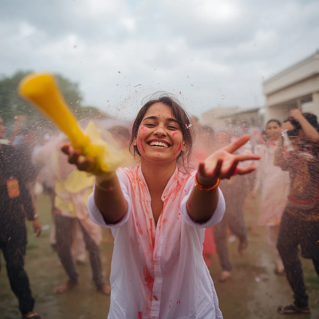 Lively Holi Water Throw | happy holi prompt chatgpt