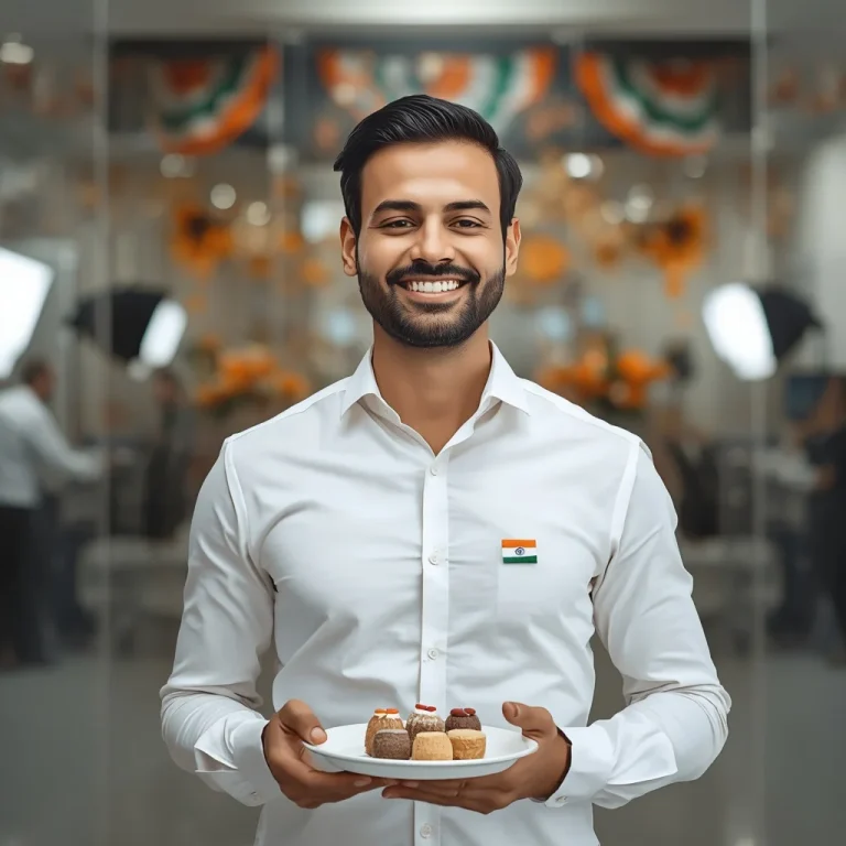 Male Employee Hosting Office Independence Day Celebration | trending 15 august prompt instagram