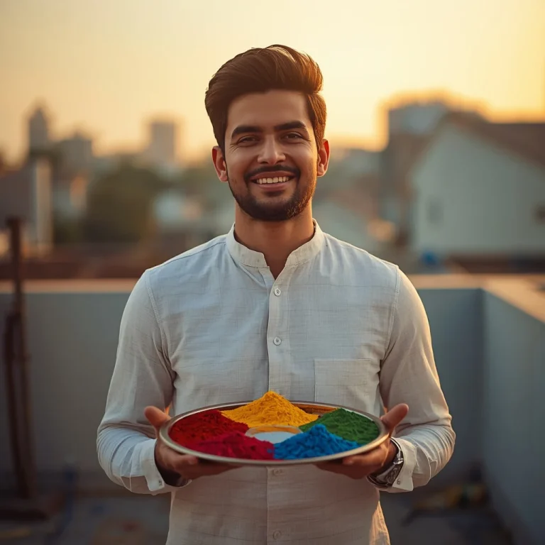 Man's Anticipation of Holi Fun | holi celebration ai photo