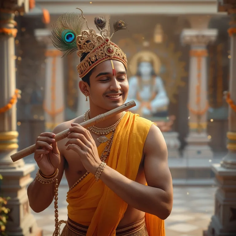 Morning Melodies, Divine Flute | happy janmashtami ai photo
