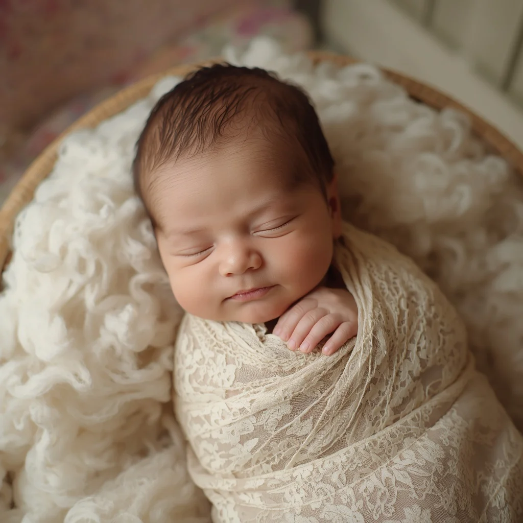 Newborn Baby in Lace Swaddle | baby boy ai prompt