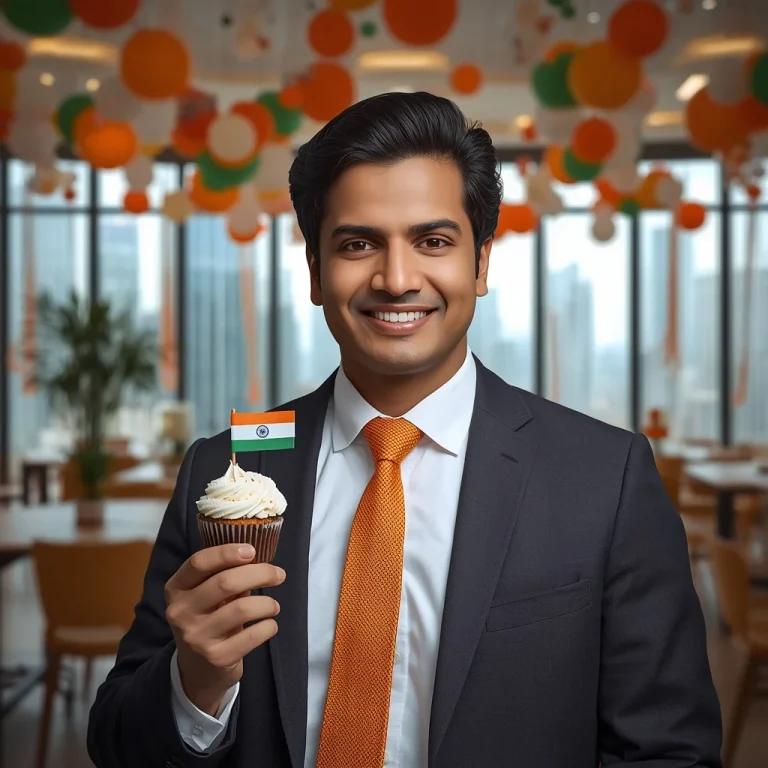 Professional Man Celebrating Independence Day At Work | indian flag ai prompt