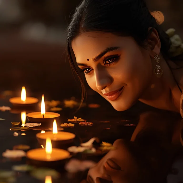 Reflecting Diyas | diwali traditional ai prompt