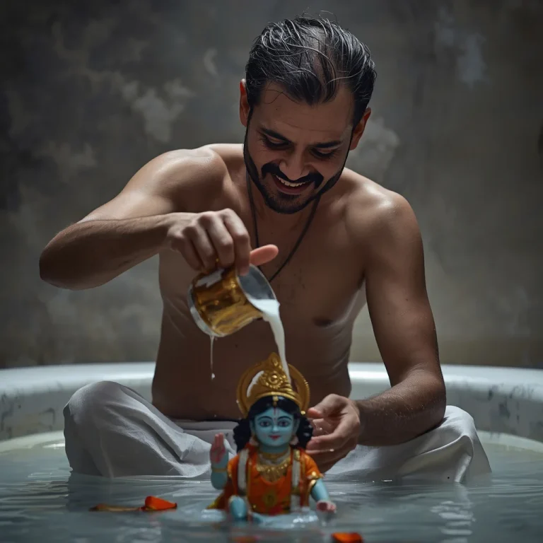 Sacred Ritual Abhishek | happy janmashtami ai photo