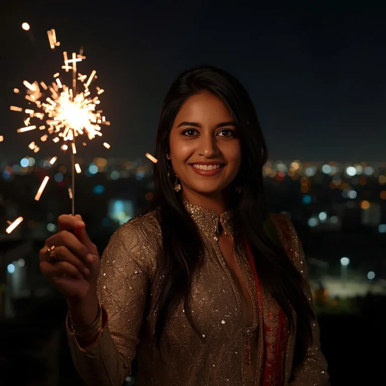Sparkler Joy at Diwali | diwali celebration ai photo