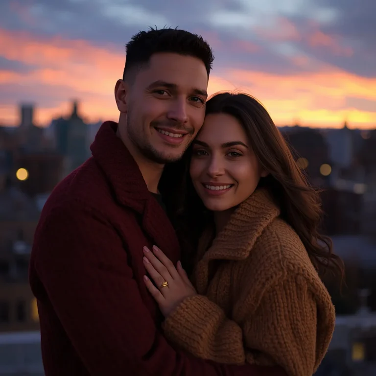 Sunrise Rooftop Embrace | Couple prompt ChatGPT trending