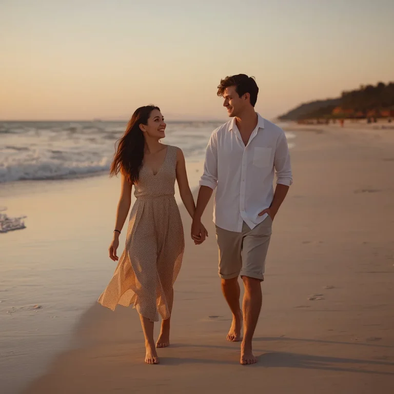 Sunset Beach Love | cinematic couple ai prompt
