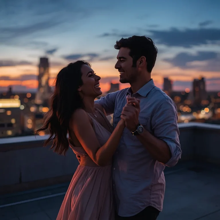 Urban Rooftop Dance | Realistic couple photo prompt