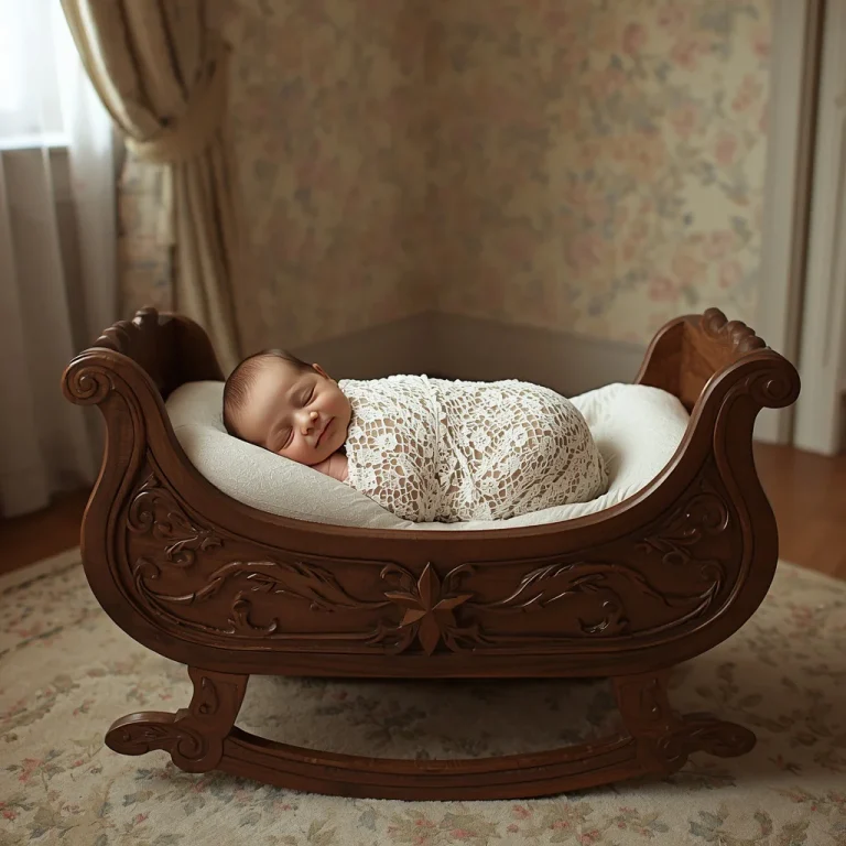 Vintage Wooden Cradle | baby boy ai prompt
