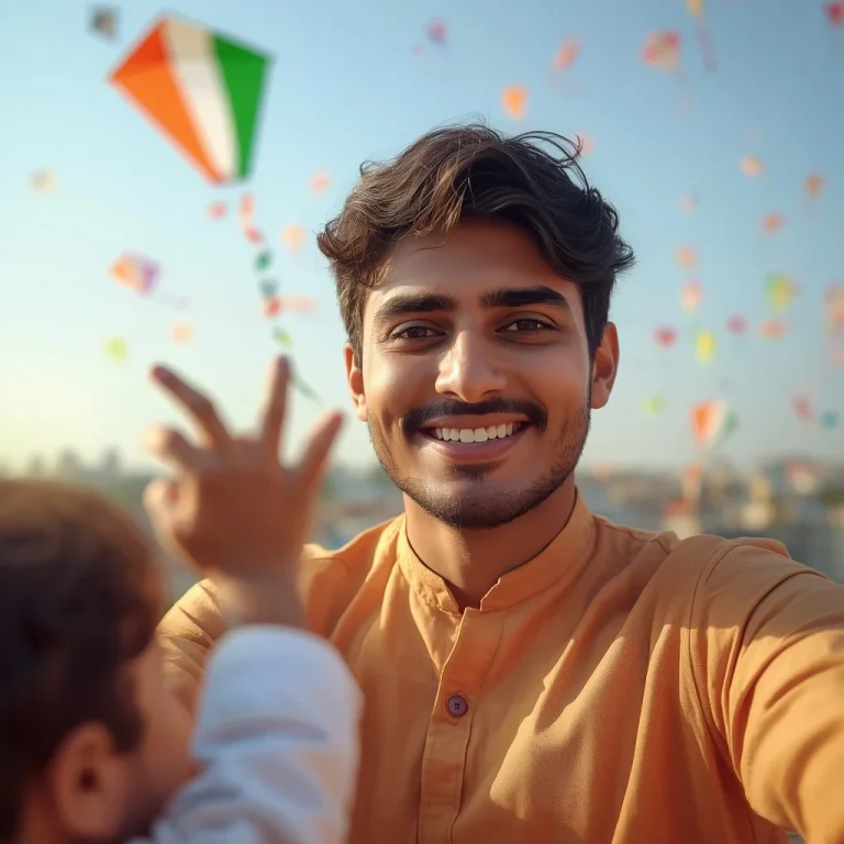 Young Indian Father Flying Kites On Independence Day | trending 15 august prompt instagram