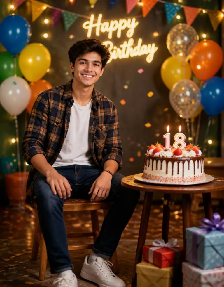 18th Birthday Casual Cake Boy Portrait