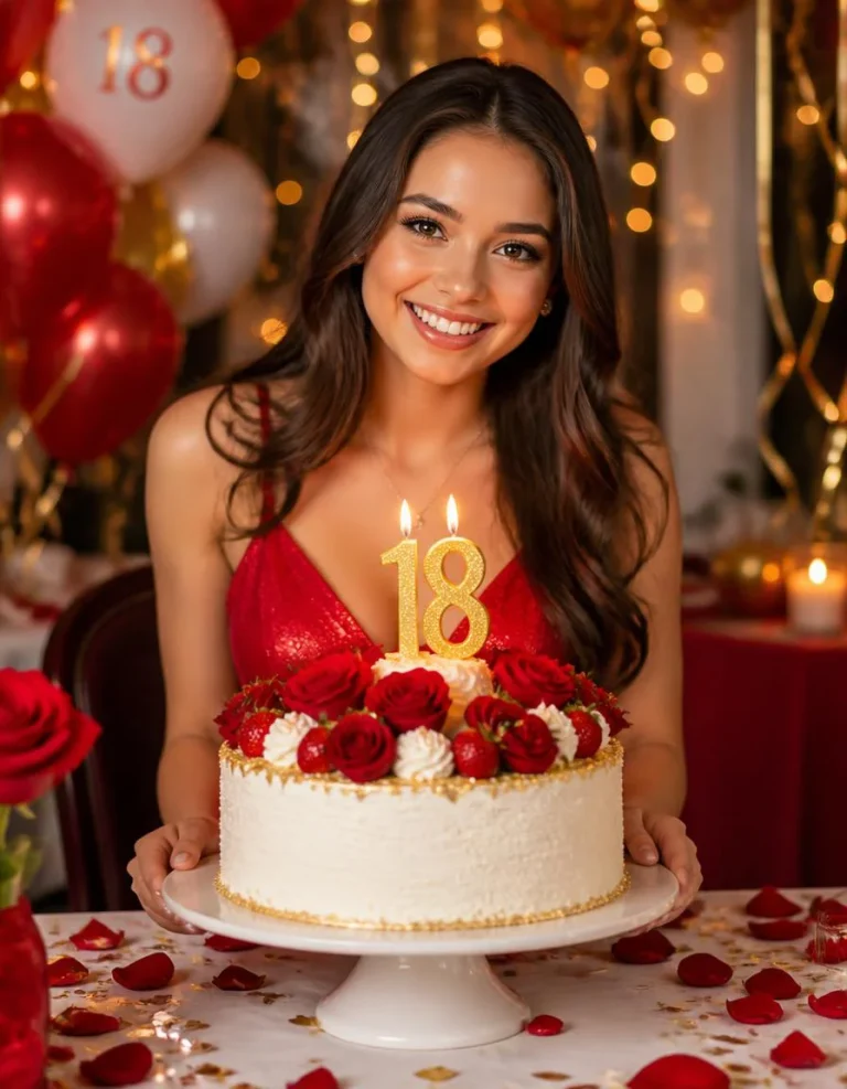 18th Birthday Red Dress Cake Moment