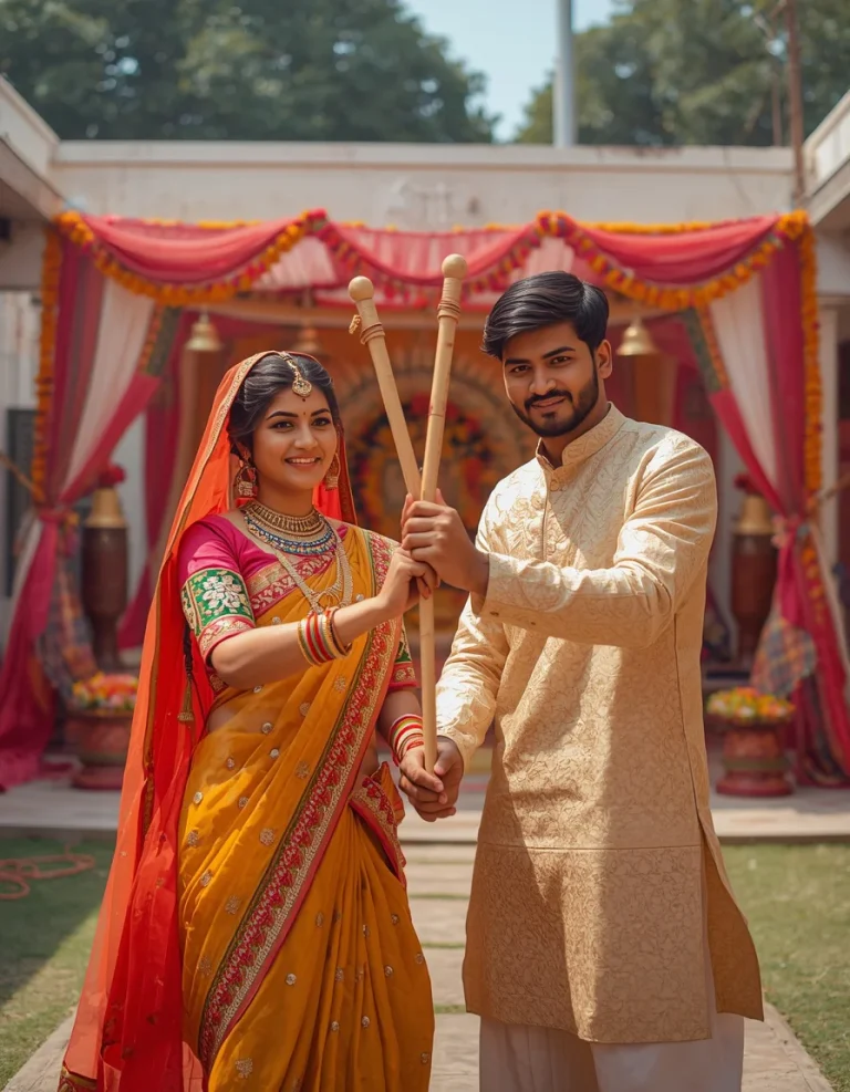 Colorful Dandiya Stick Crossing