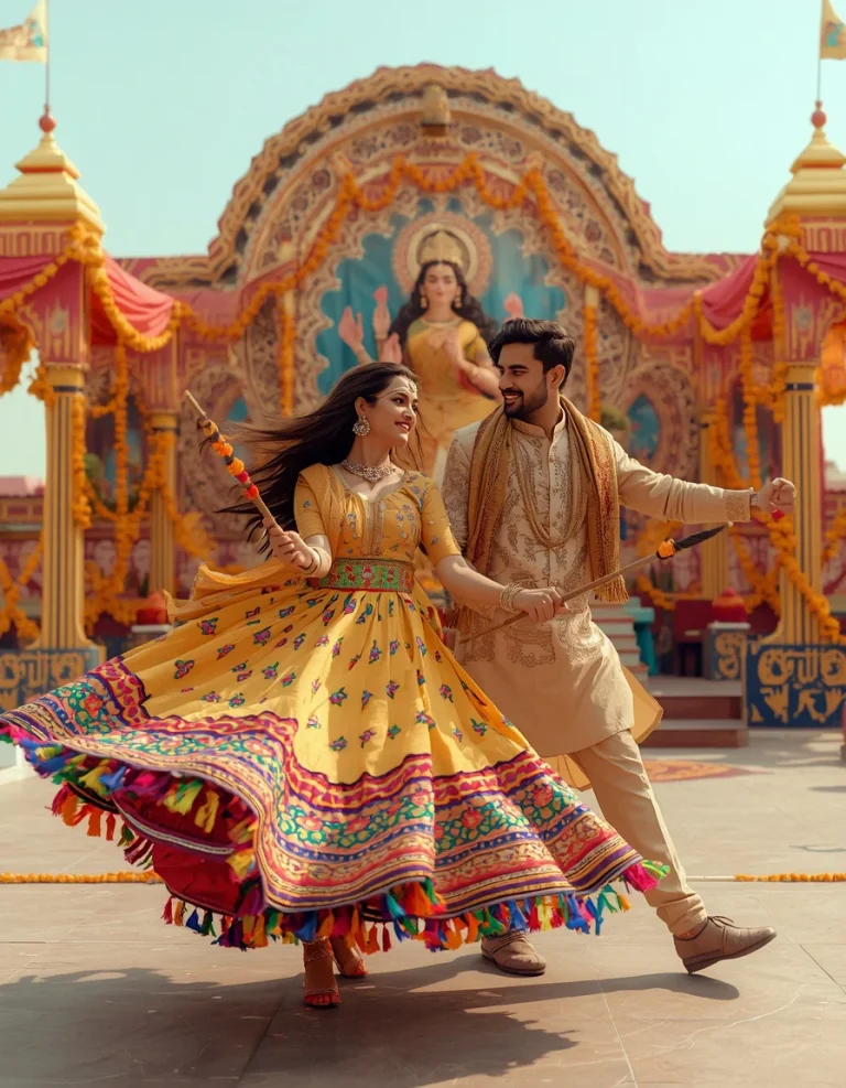 Energetic Couple Dandiya Spin
