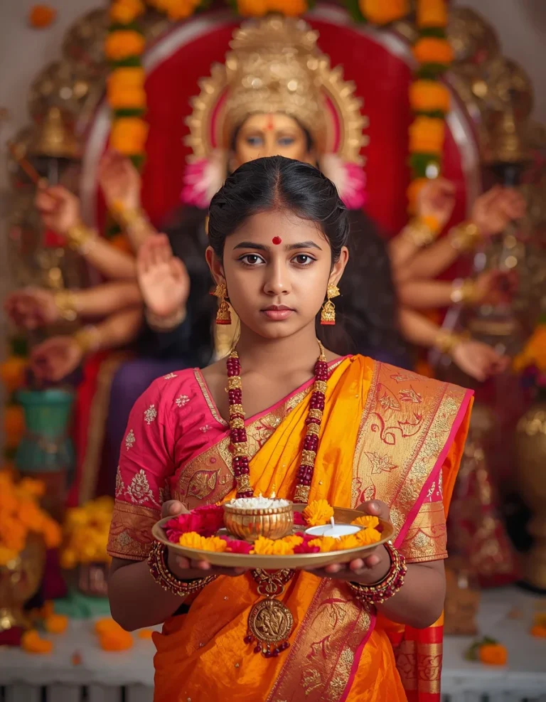 Girl Offering Puja Thali