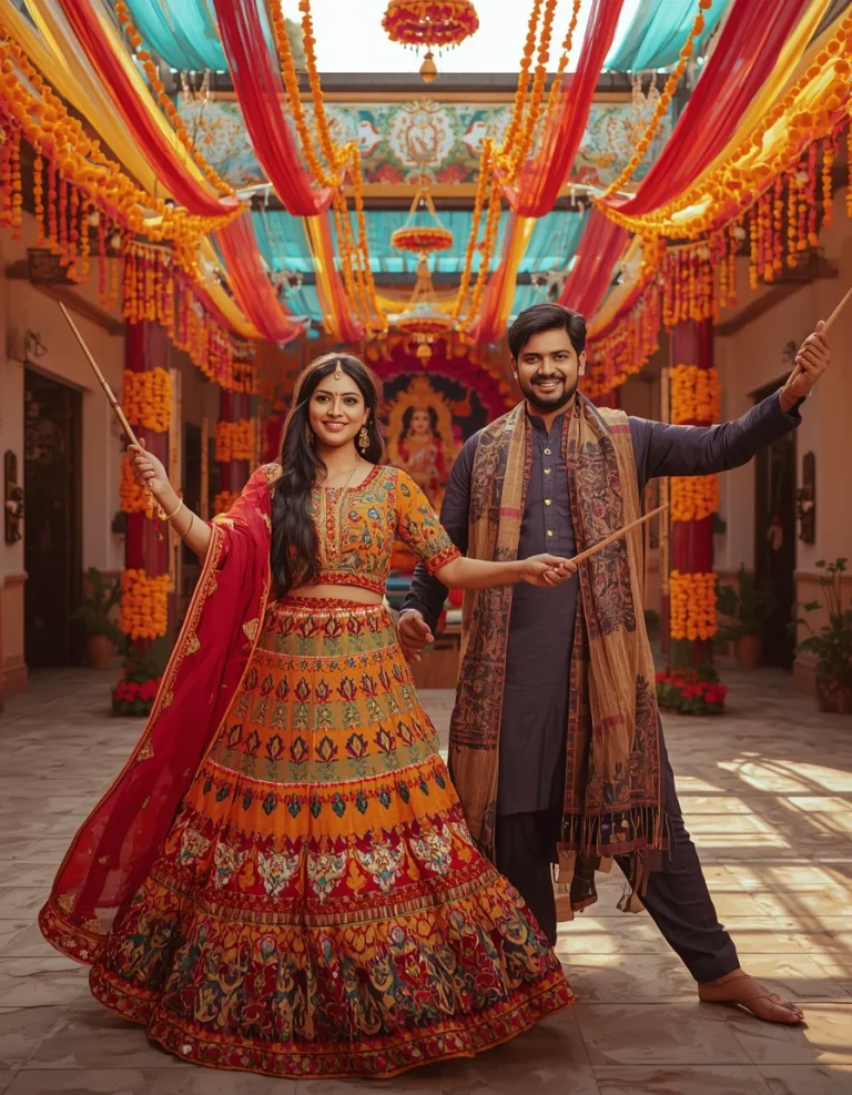 Joyful Dandiya Couple Celebration