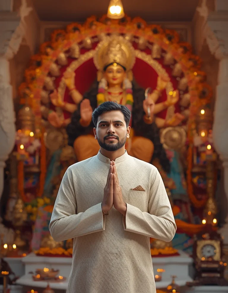 Man Performing Maa Durga Prayer