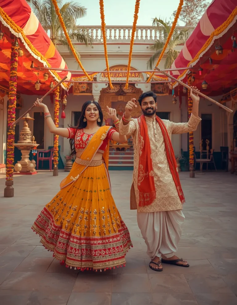 Short Dandiya Sticks in Motion