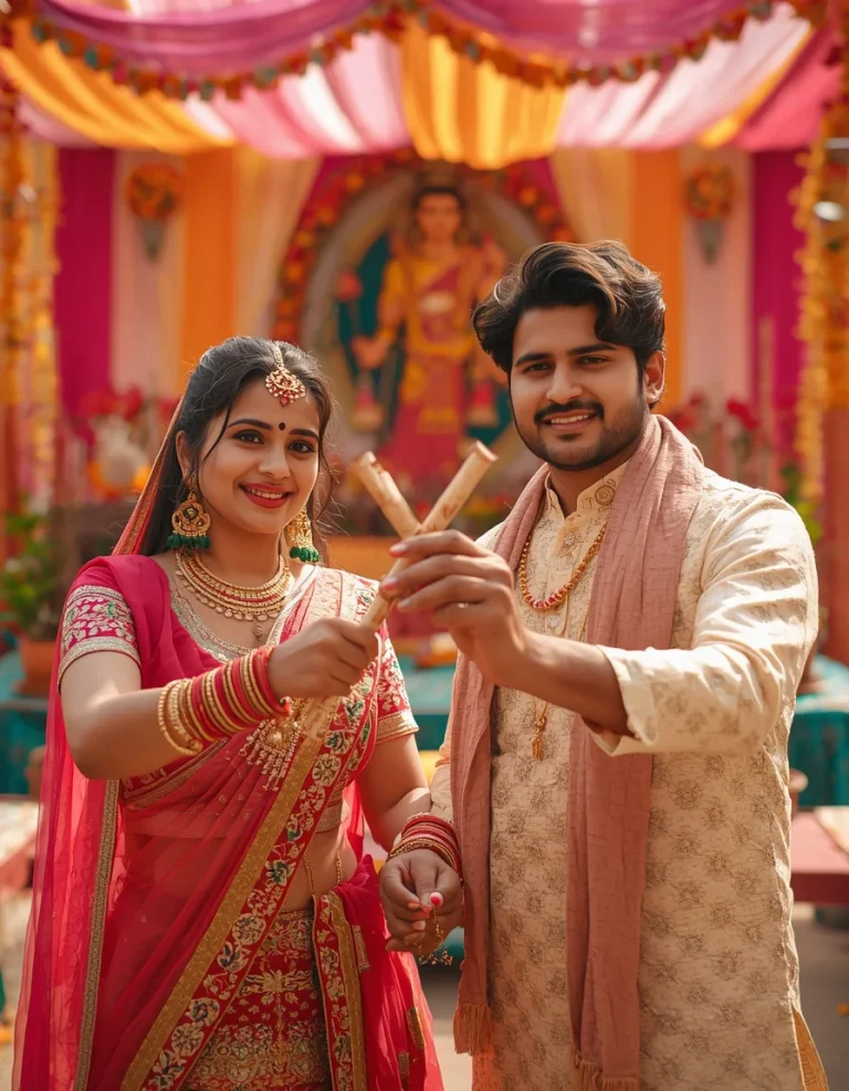 Traditional Dandiya Stick Crossing